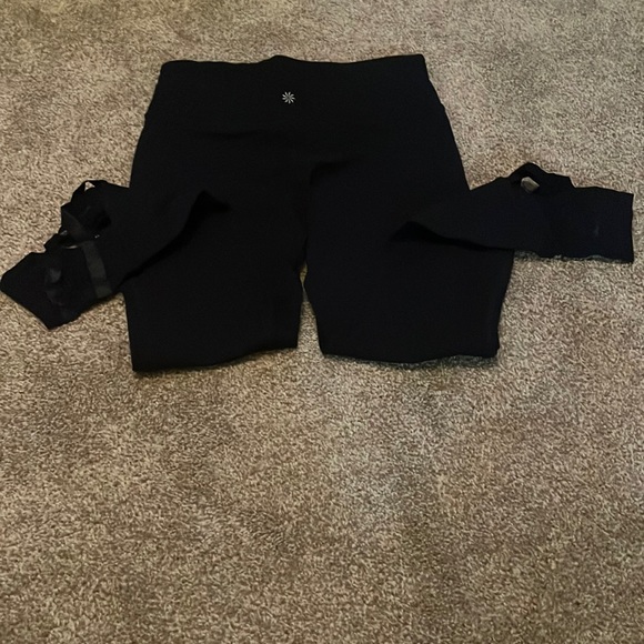 Navy Blue Athleta Leggings with Ballarina Bottom - Picture 1 of 4